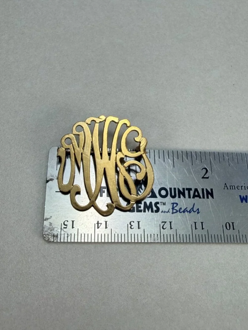 Vintage 1/20 12K Gold Filled Monogram Brooch Script Initial Pin Estate Jewelry